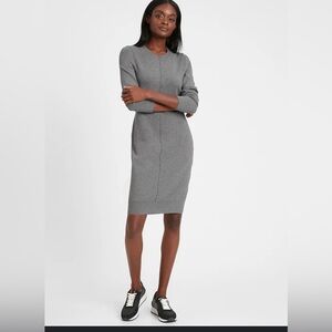 Banana Republic Serene Sweater Dress Medium Tall MT Gray Knit Stretch Comfort